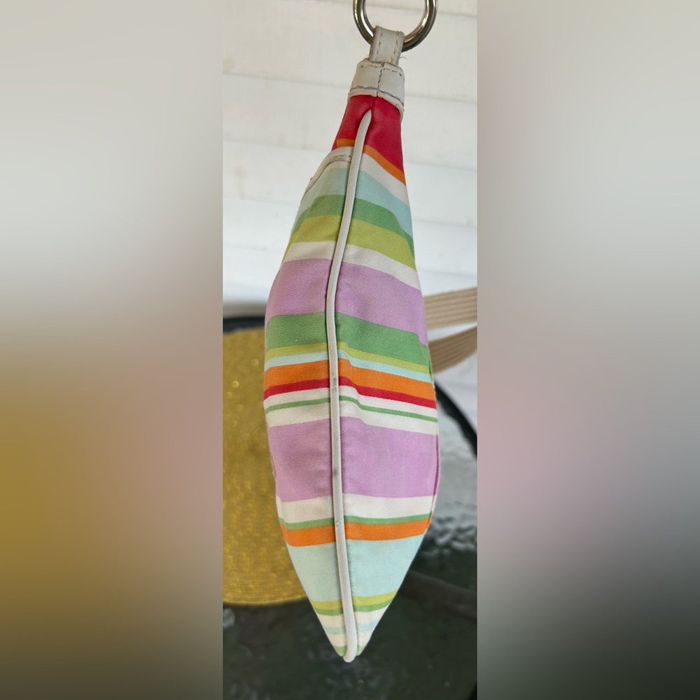 COACH BEACH MULTICOLORED STRIPED SWINGBACK CROSSBODY. EUC one pen mark on front. - Picture 8 of 11